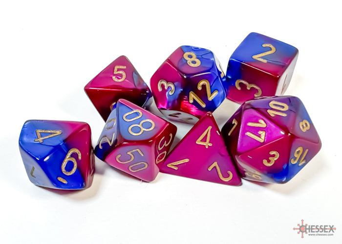 Chessex: Gemini Blue-Purple/gold Polyhedral 7-Dice Set