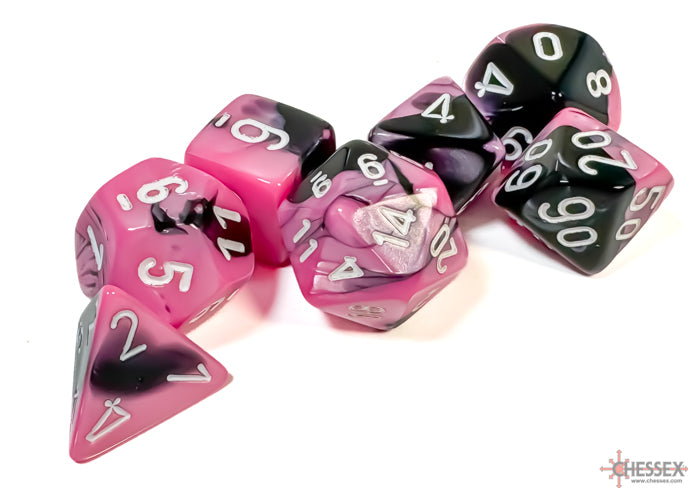 Chessex: Gemini Black-Pink/white Polyhedral 7-Dice Set