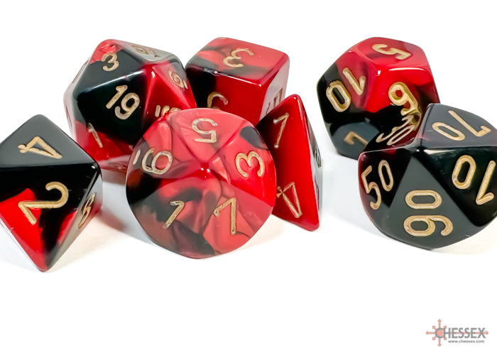 Chessex: Gemini Black-Red/gold Polyhedral 7-Dice Set