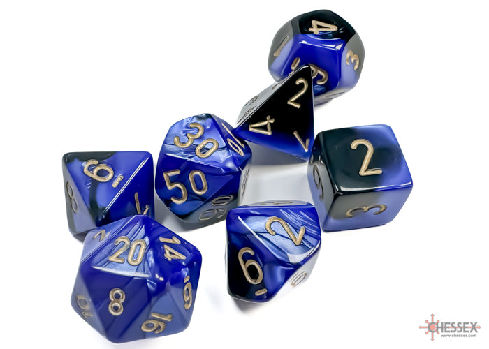 Gemini Black-Blue/gold Polyhedral 7-Dice Set