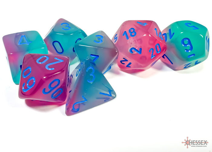 Chessex: Gemini Gel Green-Pink/blue Luminary Polyhedral 7-Dice Set