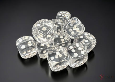 Chessex: Translucent Clear/white 16mm d6 Dice Block