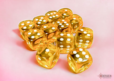 Chessex: Translucent Yellow/white 16mm d6 Dice Block