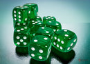 Chessex: Translucent Green/white 16mm d6 Dice Block