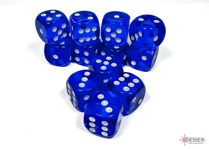 Chessex: Translucent Blue/white 16mm d6 Dice Block