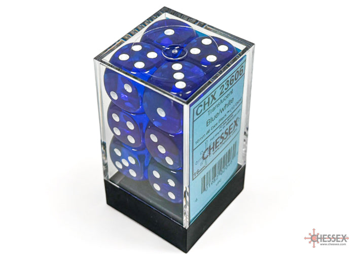 Chessex: Translucent Blue/white 16mm d6 Dice Block