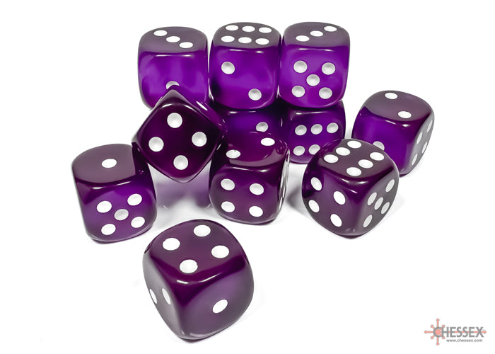 Chessex: Translucent Purple/white 16mm d6 Dice Block