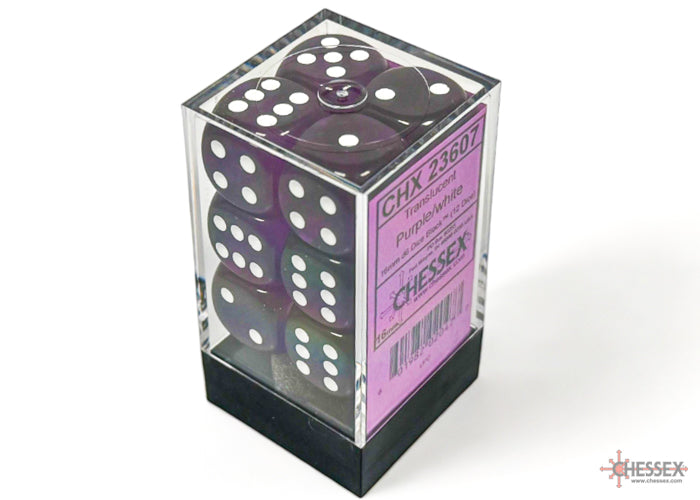 Chessex: Translucent Purple/white 16mm d6 Dice Block