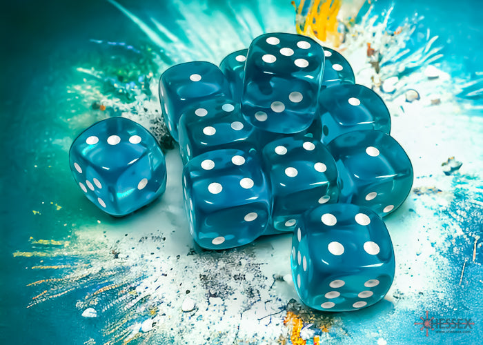 Chessex: Translucent Teal/white 16mm d6 Dice Block