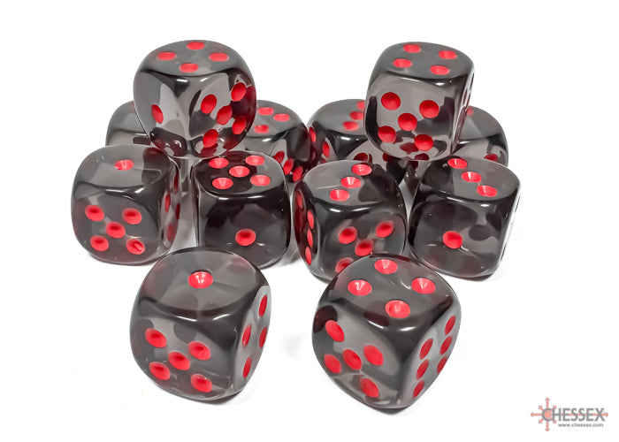 Chessex: Translucent Smoke/red 16mm d6 Dice Block