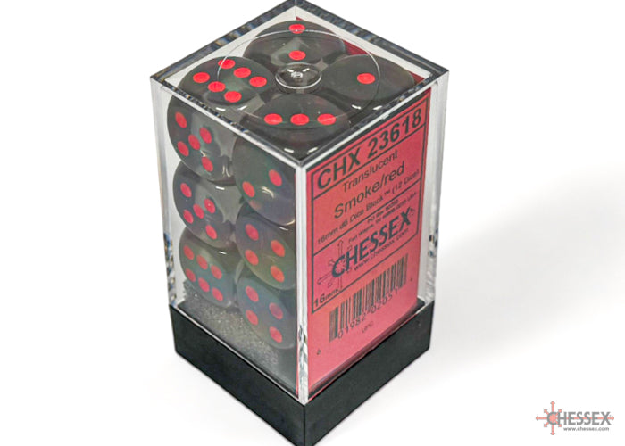 Chessex: Translucent Smoke/red 16mm d6 Dice Block