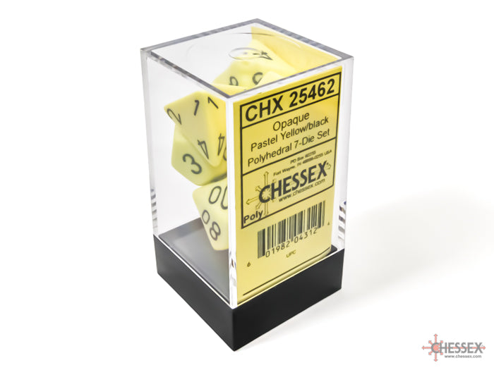 Opaque Pastel Yellow/black Polyhedral 7-Dice Set