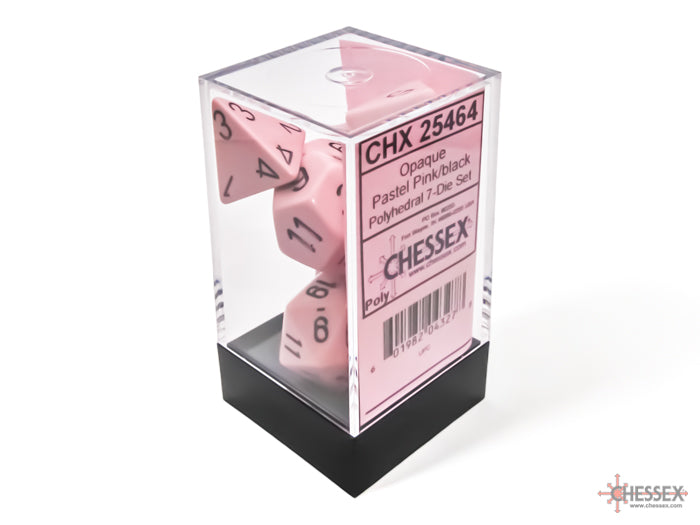 Opaque Pastel Pink/black Polyhedral 7-Dice Set