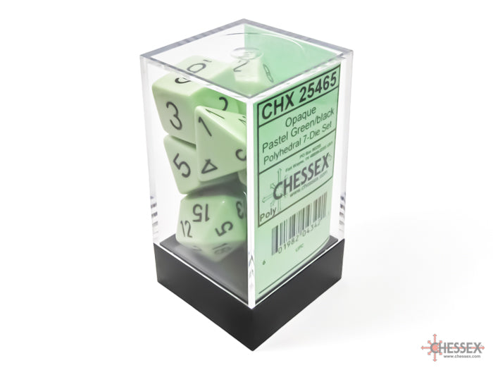 Opaque Pastel Green/black Polyhedral 7-Dice Set