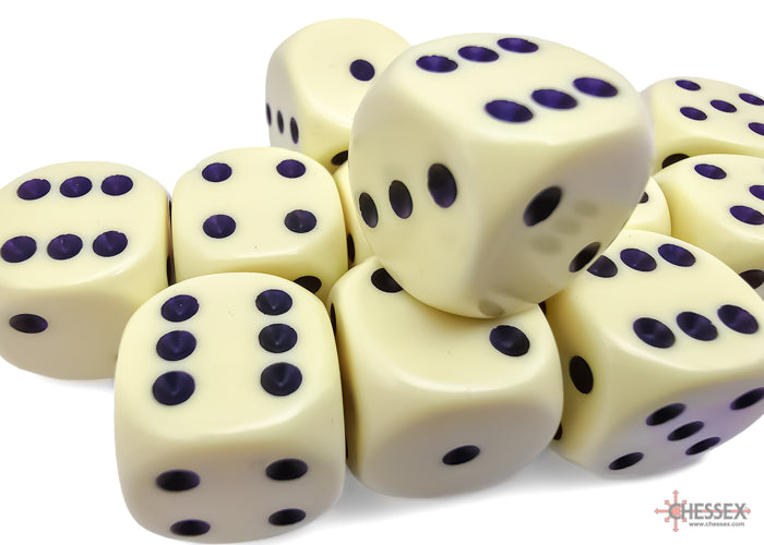 Chessex: Opaque Pastel Yellow/black 16mm d6 Dice Block