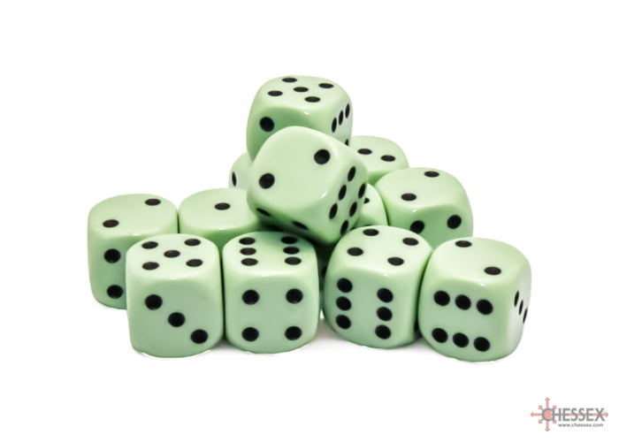 Chessex: Opaque Pastel Green/black 16mm d6 Dice Block