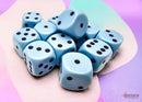 Chessex: Opaque Pastel Blue/black 16mm d6 Dice Block