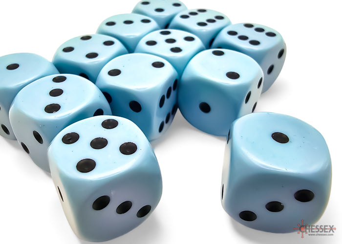 Chessex: Opaque Pastel Blue/black 16mm d6 Dice Block