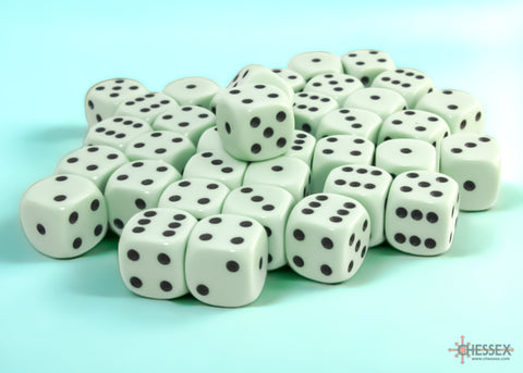 Chessex: Opaque Pastel Green/black 12mm d6 Dice Block (36 dice)