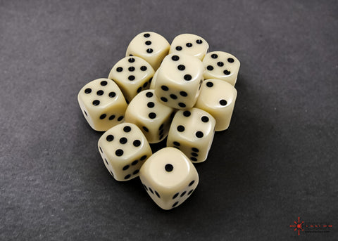 Chessex: Opaque Ivory/black 16mm d6 Dice Block