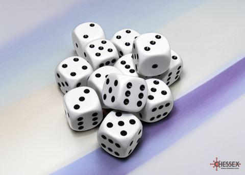 Chessex: Opaque White/black 16mm d6 Dice Block