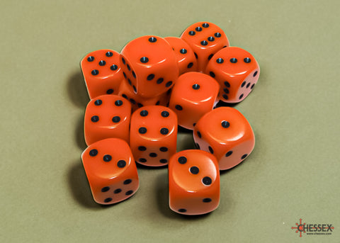 Chessex: Opaque Orange/black 16mm d6 Dice Block
