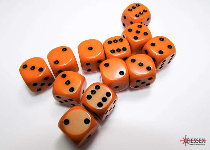 Chessex: Opaque Orange/black 16mm d6 Dice Block