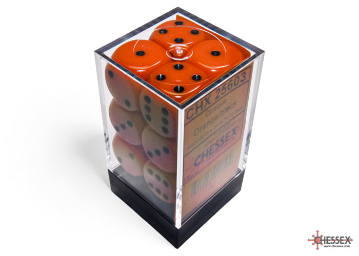 Chessex: Opaque Orange/black 16mm d6 Dice Block