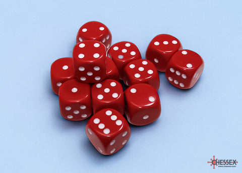 Chessex: Opaque Red/white 16mm d6 Dice Block