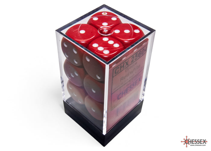 Chessex: Opaque Red/white 16mm d6 Dice Block