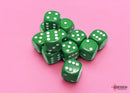 Chessex: Opaque Green/white 16mm d6 Dice Block