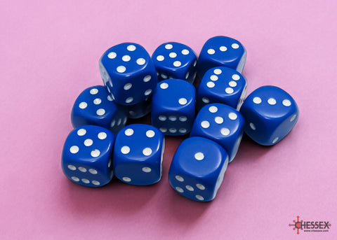 Chessex: Opaque Blue/white 16mm d6 Dice Block