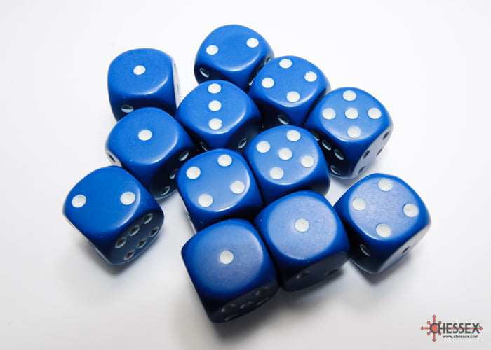 Chessex: Opaque Blue/white 16mm d6 Dice Block