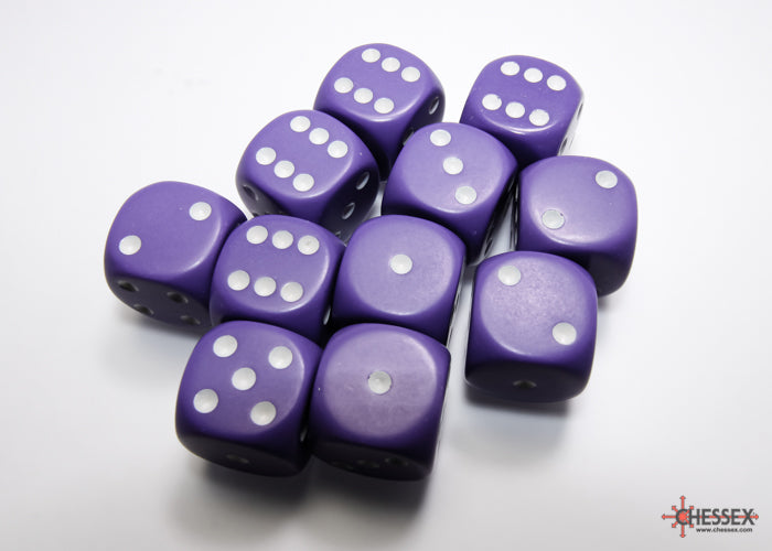 Chessex: Opaque Purple/white 16mm d6 Dice Block