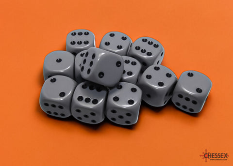 Chessex: Opaque Grey/black 16mm d6 Dice Block