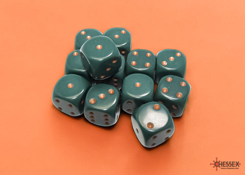 Chessex: Opaque Dusty Green/copper 16mm d6 Dice Block