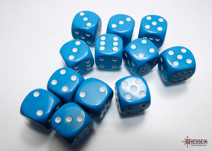 Chessex: Opaque Light Blue/white 16mm d6 Dice Block