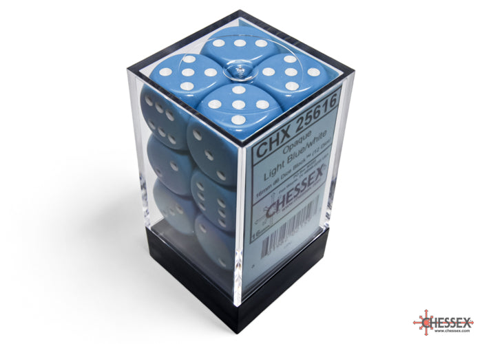 Chessex: Opaque Light Blue/white 16mm d6 Dice Block