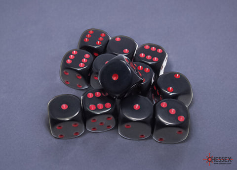 Chessex: Opaque Black/red 16mm d6 Dice Block