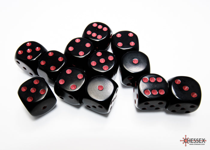 Chessex: Opaque Black/red 16mm d6 Dice Block