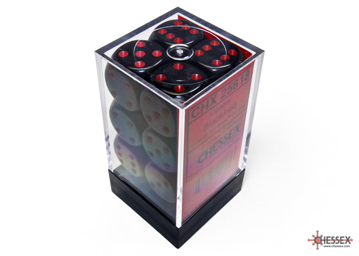 Chessex: Opaque Black/red 16mm d6 Dice Block