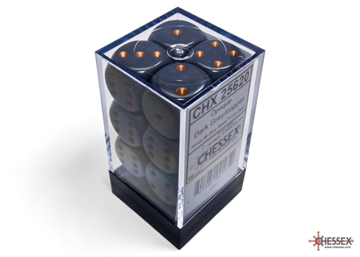 Chessex: Opaque Dark Grey/copper 16mm d6 Dice Block