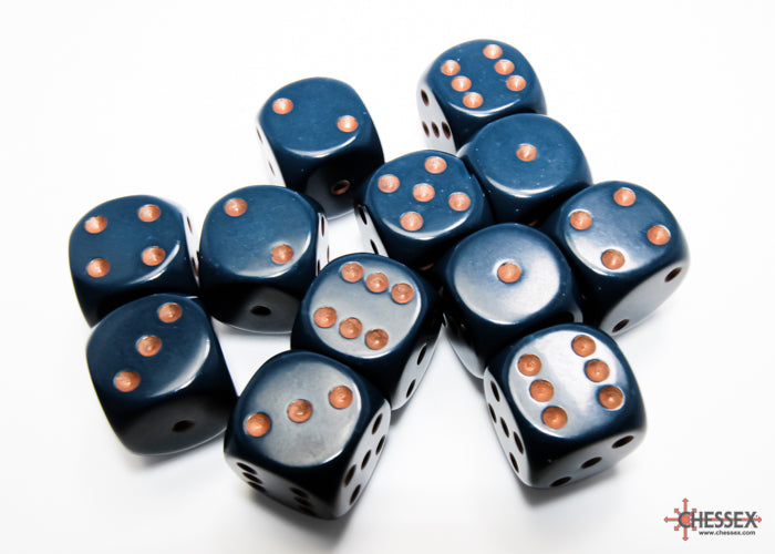 Chessex: Opaque Dusty Blue/copper 16mm d6 Dice Block
