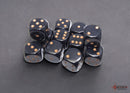 Chessex: Opaque Black/gold 16mm d6 Dice Block
