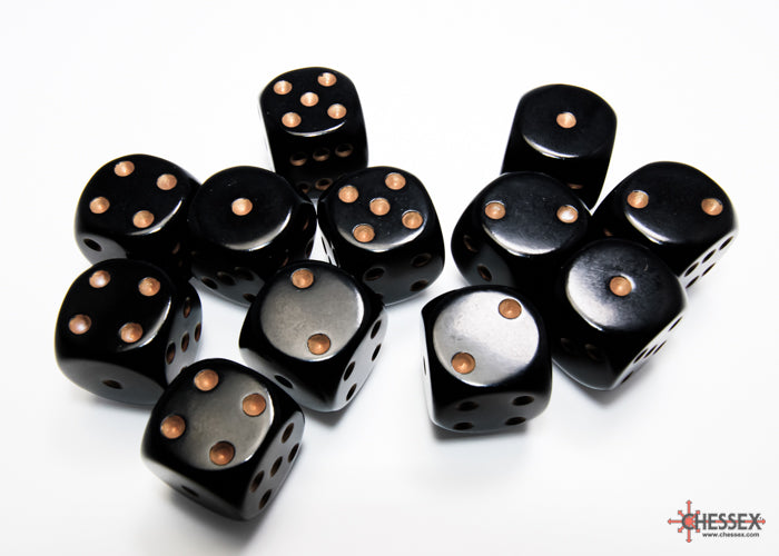 Chessex: Opaque Black/gold 16mm d6 Dice Block