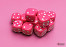 Chessex: Opaque Pink/white 16mm d6 Dice Block