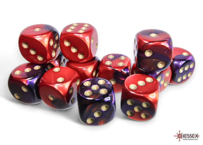 Chessex: Gemini Purple-Red/gold 16mm d6 Dice Block