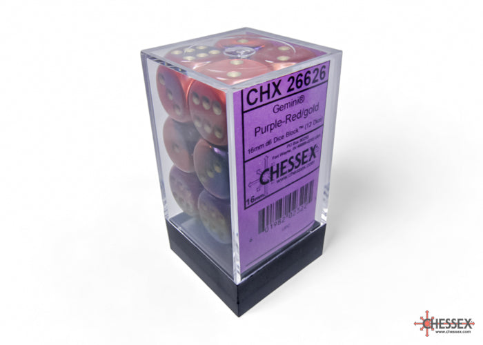 Chessex: Gemini Purple-Red/gold 16mm d6 Dice Block