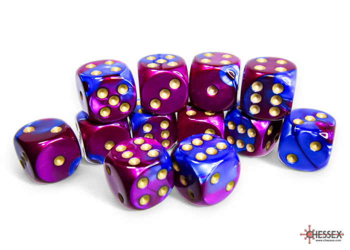 Chessex: Gemini Blue-Purple/gold 16mm d6 Dice Block
