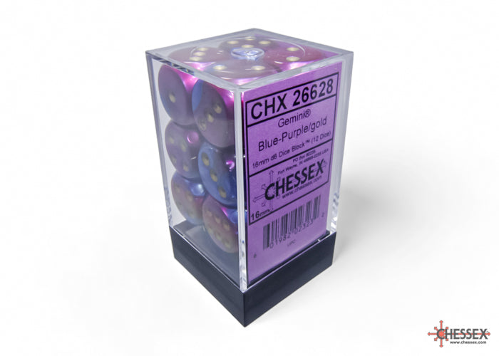 Chessex: Gemini Blue-Purple/gold 16mm d6 Dice Block